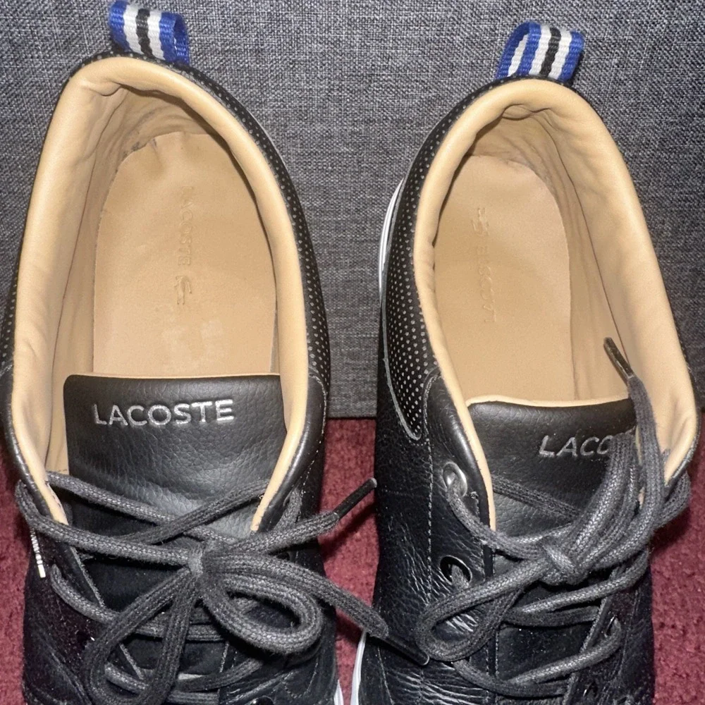 Lacoste Bayliss 119 1 U Men's Black Leather Lace-Up Sneakers US 11.5 EU 45